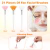 21 Pcs Fan Brushes Facial Applicator Brush Soft Makeup Mask Applicators Esthetician Cosmetic Brush Flat Head Mask Applicator for Women Girls Mud Clay Masks Makeup view 3