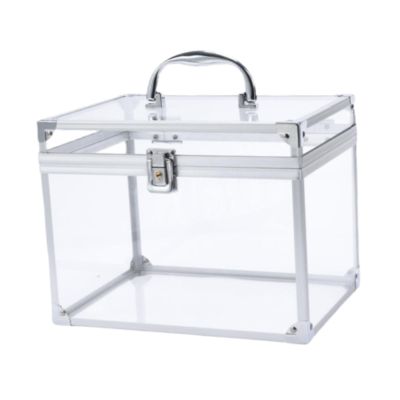 jojomis Acrylic Makeup Case Artists Train Organizer Crown Box Clear Cosmetic Organizer for Jewelry 10.24x7.48x7.87 inch- Clear