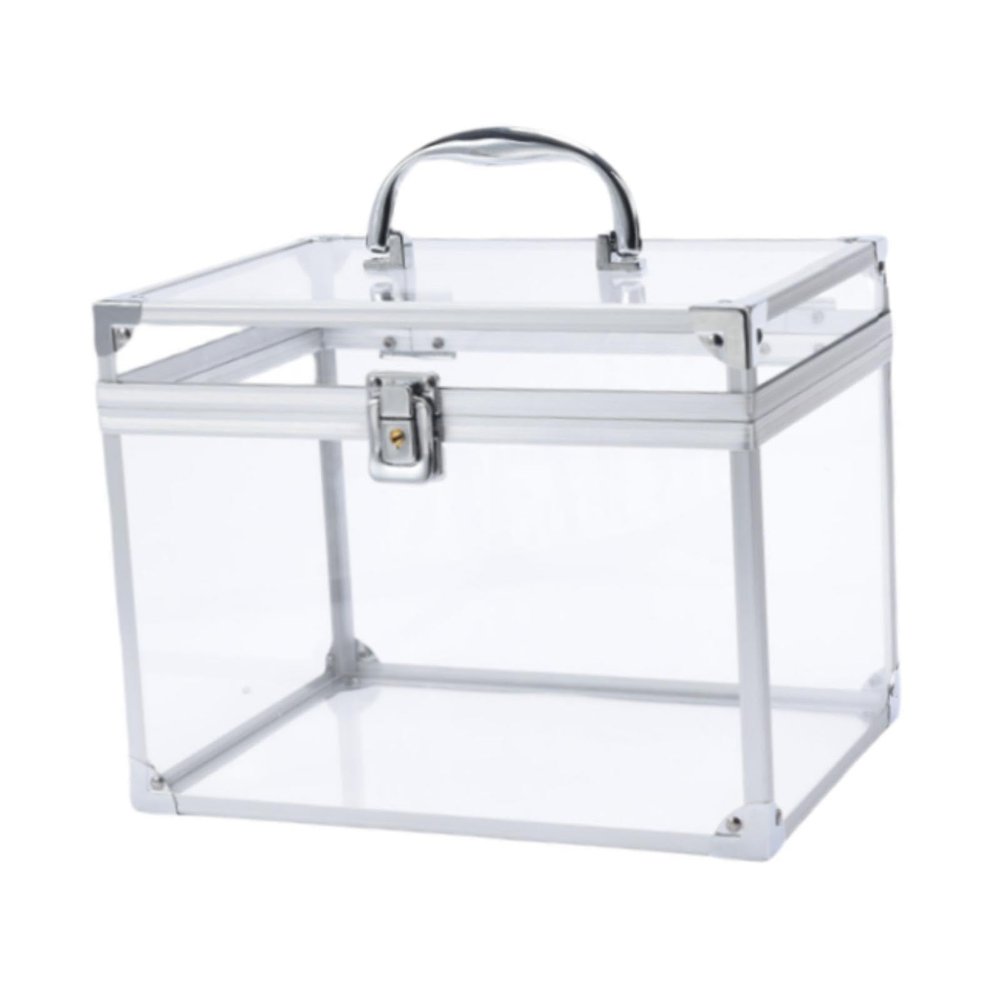 jojomis Acrylic Makeup Case Artists Train Organizer Crown Box Clear Cosmetic Organizer for Jewelry 10.24x7.48x7.87 inch- Clear