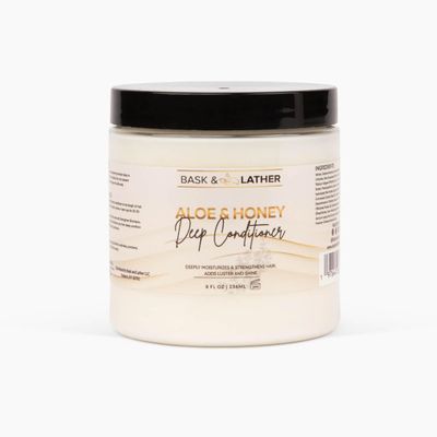 BASK & LATHER Aloe & Honey Deep Conditioner Moisturizing Hair Mask with Aloe Vera, Honey & Shea Butter Restores Strength, Reduces Breakage, For All Hair Types & Color-Treated Hair, 8oz