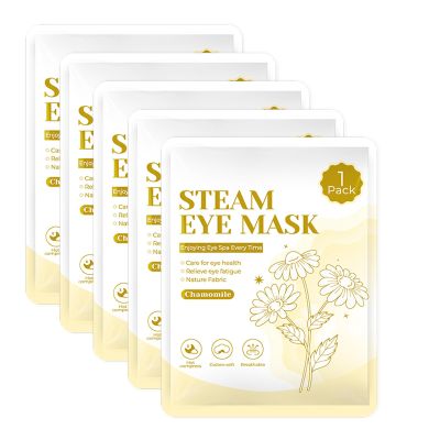 5 Packs Steam Eye Masks For Dry Eyes, Eye Heating Pad Warm Compress For Eyes Stress Relief, Disposable Heated Eye Mask Travel Essentials, Spa Relaxing Self Care Gifts For Women (Large, Chamomile)