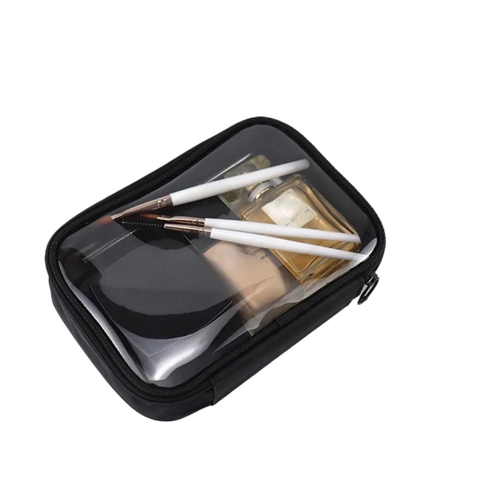 DSWMY Cosmetic Bags Bag 2pcs Transparent Women Make Up Case Travel Zipper Clear Makeup Beauty Wash Organizer Bath Toiletry Kit for Storing Cosmetics(Black M)