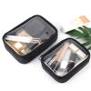 DSWMY Cosmetic Bags Bag 2pcs Transparent Women Make Up Case Travel Zipper Clear Makeup Beauty Wash Organizer Bath Toiletry Kit for Storing Cosmetics(Black M) view 2