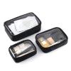 DSWMY Cosmetic Bags Bag 2pcs Transparent Women Make Up Case Travel Zipper Clear Makeup Beauty Wash Organizer Bath Toiletry Kit for Storing Cosmetics(Black M) view 3