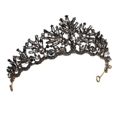 HEALEEP Rhinestones Headwear Baroque Vintage Style Headdress Alloy Crown Wedding Tiara Crown for Bride