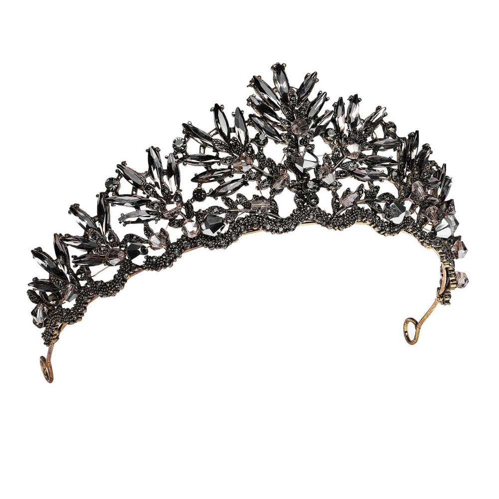 HEALEEP Rhinestones Headwear Baroque Vintage Style Headdress Alloy Crown Wedding Tiara Crown for Bride