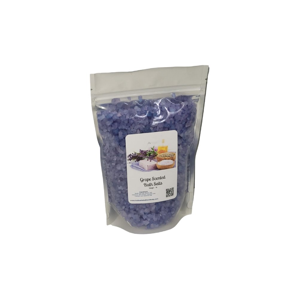 Bath Salts | 1lb Bag (16oz.) | Choose Your Scent | Epsom Salt | Sea Salt| Bathing | Body Care | Beauty | Relaxation | Spa | Pedicure | Manicure | Soak (Grape)