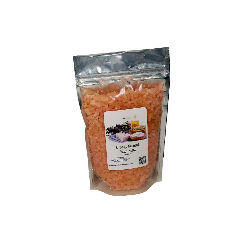 Bath Salts | 1lb Bag (16oz.) | Choose Your Scent | Epsom Salt | Sea Salt| Bathing | Body Care | Beauty | Relaxation | Spa | Pedicure | Manicure | Soak (Orange)