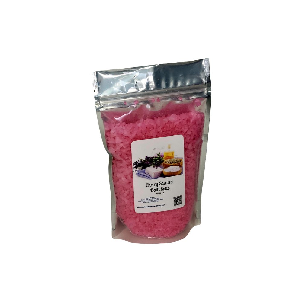 Bath Salts | 1lb Bag (16oz.) | Choose Your Scent | Epsom Salt | Sea Salt| Bathing | Body Care | Beauty | Relaxation | Spa | Pedicure | Manicure | Soak (Cherry)