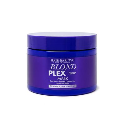 Hair Bar NYC Blond Plex Platinum Mask 10.2 fl oz / 300 ml Keratin Bond-Strengthening Deep Repair Treatment for Blonde, Platinum & White Hair Neutralizes Brass & Restores Shine