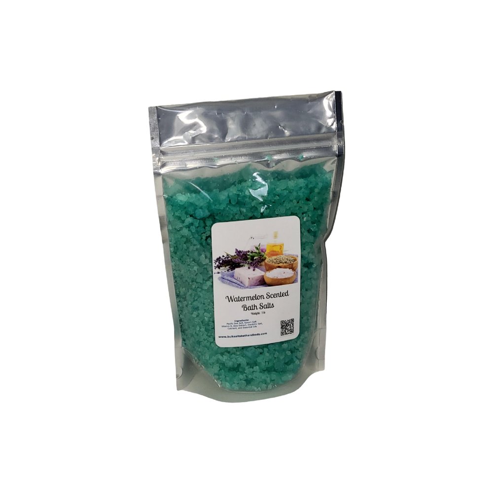 Bath Salts | 1lb Bag (16oz.) | Choose Your Scent | Epsom Salt | Sea Salt| Bathing | Body Care | Beauty | Relaxation | Spa | Pedicure | Manicure | Soak (Watermelon)