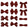 12 Pcs Brown Velvet Ribbon Hair Bows for Little Teen Toddler Baby Girls Kids 3in Small Fall Dress Bow Alligator Clips Everyday Give Thanks Party outfit Decoration Accessories Gift view 1