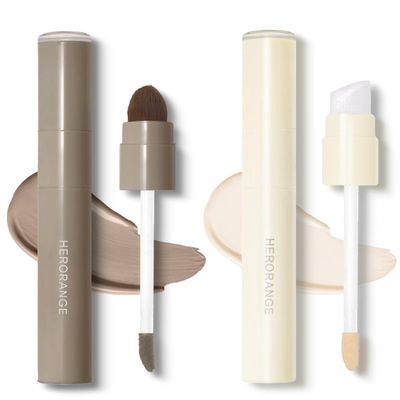 2PCS Cool Toned Liquid Contour & Highlighter Stick for Fair Pale Light Skin, Grey Nose Contour Sitck, Cream Face Shaping Makeup Kit Long-Lasting & Matte Finish Vegan & Cruelty-Free#02 Warm Toned Set