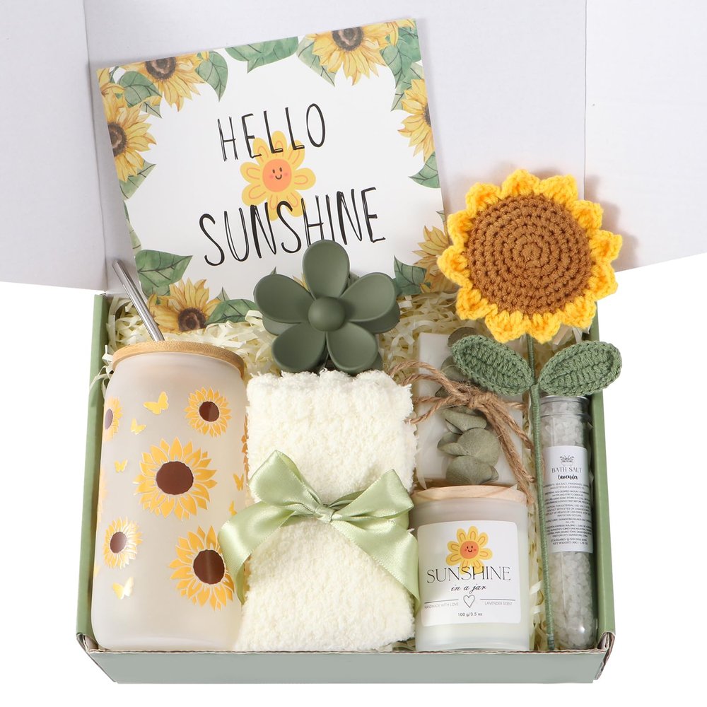 Christmas Gift Baskets for Women, Self Care Package Get Well Gifts Spa Gift Set for Her, Thinking of You Thank You Gifts, Sunshine Birthday Gifts for Women Friends Sister Teacher Mom