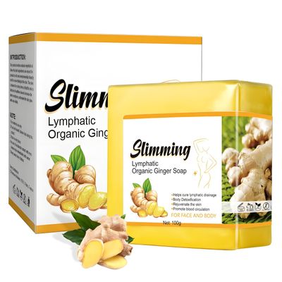 WIKICRYSTAL Organic Ginger Slimming Soap - Lymphatic Detox, Body Rejuvenation & Circulation - 100g for Face and Body