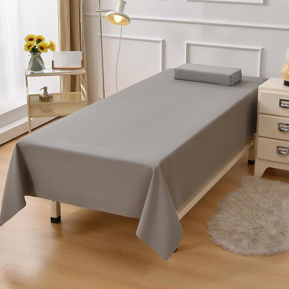 Grey,140 * 200cm,LDLCYCN Waterproof Beauty Bed Sheet Without Hole Reusable Spa Massage Bed Sheet PU Leather Oilproof Spa Bed Cover Spa Linen Massage Bed Table Sheet Couch Cover Sheet