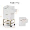 SIKHST 4-Tier Salon Station for Hair Stylist,White Beauty Barber Storage Station w/Glass Top, 3 Drawers, Hair Dryer Holders, Lockable Wheels for Barber Station, Salon Storage Equipment view 4