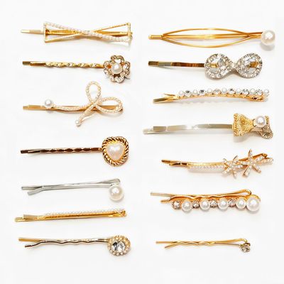 14 Pcs gold pearl hair clip for ladies and girls, Valentine's Day, Mother's Day hair accessories, ponytail clip decorations, bridal wedding, birthday party, Christmas party gifts (Silver letter clip)