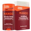 Mando Whole Body Deodorant 2 Piece System - 2.6oz Smooth Solid Stick & 5.0oz 4in1 Acidified Cleansing Bar - Aluminum & Baking Soda Free Odor Control - Doctor Developed - 2 pc Bundle (Bourbon Leather) view 1