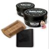 Bossman Sandalwood Comb + 2 Pack MUDstache Mustache Wax Bundle  Wide Tooth Comb for Beard with Strong 24-Hours Hold Taming & Styling Wax view 1