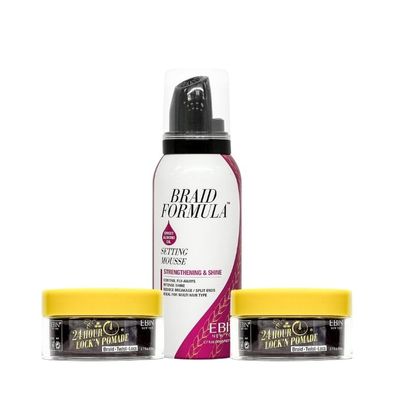 EBIN NEW YORK Braid Formula  2x Honey & Bee's 2/7 oz Bundle With Setting Mousses Strenthening & Shine - Sweet Akmond Oil 2.7oz Frizz Control, Shine-Enhancing, Vegan Formula  Gift Set (3 Items)