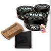 Bossman Sandalwood Comb + 3 Pack MUDstache Mustache Wax Bundle  Wide Tooth Comb for Beard with Strong 24-Hours Hold Taming & Styling Wax view 1