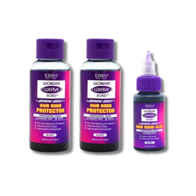 EBIN Hair Glue for Quick Weave  2x Wonder Weave Bond Hair Protector 8.5 oz Bundle with Bond Glue 1 oz by EBIN NEW YORK  Scalp Shield & Adhesive for Lasting Hold and Comfort  Gift Set (3 Items)