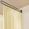 Beauty Salon Privacy Partition Divider Curtain, U-shape Hanging Curtain Rod/Pole with Yellow White Gray Curtains, Dressing Changing Room for Massage Parlor Shower(Yellow set,200cm/6.5ft) view 1