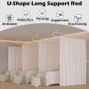 Beauty Salon Privacy Partition Divider Curtain, U-shape Hanging Curtain Rod/Pole with Yellow White Gray Curtains, Dressing Changing Room for Massage Parlor Shower(Yellow set,200cm/6.5ft) view 4