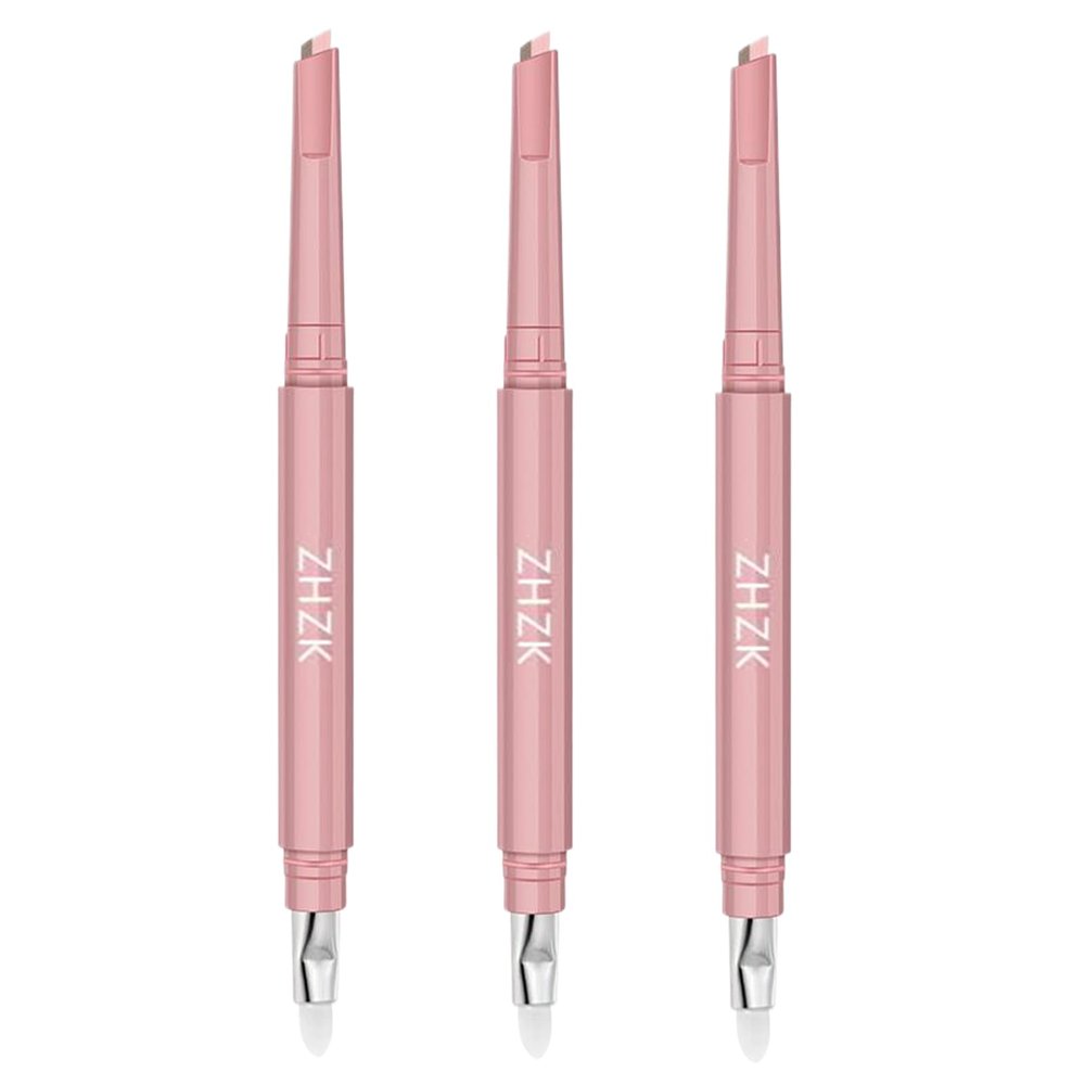 3 Pieces Double-Ended Under Eye Highlighter Stick - Long-Lasting, Smudge-Proof, Waterproof Pencil for Contouring and Eye Brightening (Pink-Beige-Brown)(Warm)