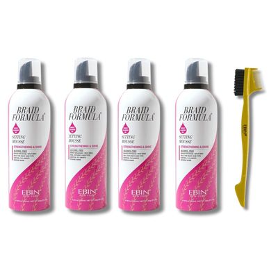 EBIN NEW YORK Hair Mousse  4x Setting Mousse Strengthening & Shine with Sweet Almond Oil 12.49 oz Bundle with Edge Tamer 3-IN-1 Brush & Comb Smooth Finish & Frizz Control  Gift Set (5 Items)