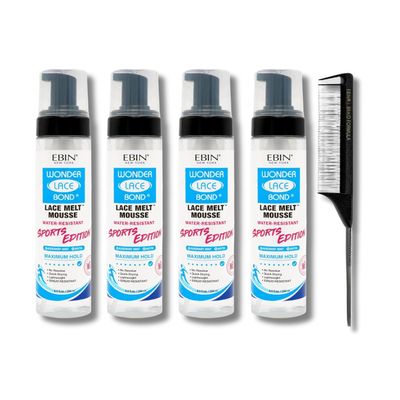 EBIN NEW YORK 4x Wonder Lace Bond Lace Melt Mousse Sports Edition 8.5 oz + BRAID FORMULA Pintail Parting Comb
