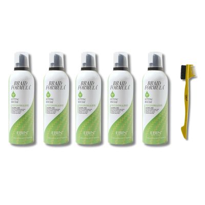 EBIN NEW YORK Hair Mousse  2x Setting Mousse Strengthening & Shine with Sweet Almond Oil 12.49 oz Bundle with Edge Tamer 3-IN-1 Brush & Comb Smooth Finish & Frizz Control  Gift Set (3 Items)