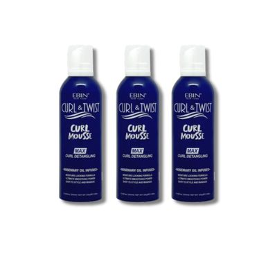 EBIN NEW YORK Curly Hair Products Mousse  3x Curl & Twist Curl Detangling Mousse 12.49 oz each Bundle Lightweight Foam with Argan, Castor & Olive Oil for Definition & Moisture Gift Set (3 Items)