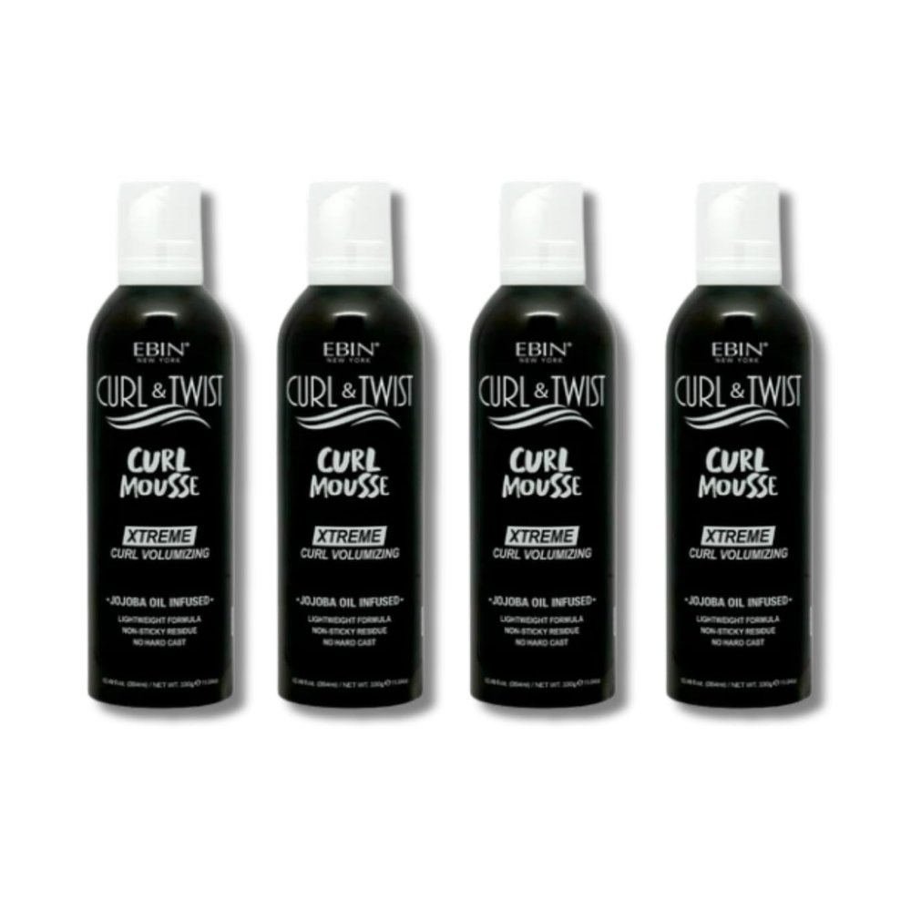EBIN NEW YORK Curly Hair Mousse  4x Curl & Twist Curl Volumizing Mousse Foam for Definition and Shine Bundle Argan and Keratin Oils  Lightweight Styling and Hold  Gift Set (4 Items