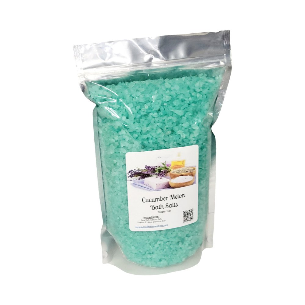 Bath Salts | 4lb Bag (64oz.) | Choose Your Scent | Epsom Salt | Sea Salt| Bathing | Body Care | Beauty | Relaxation | Spa | Pedicure | Manicure | Soak (Cucumber)
