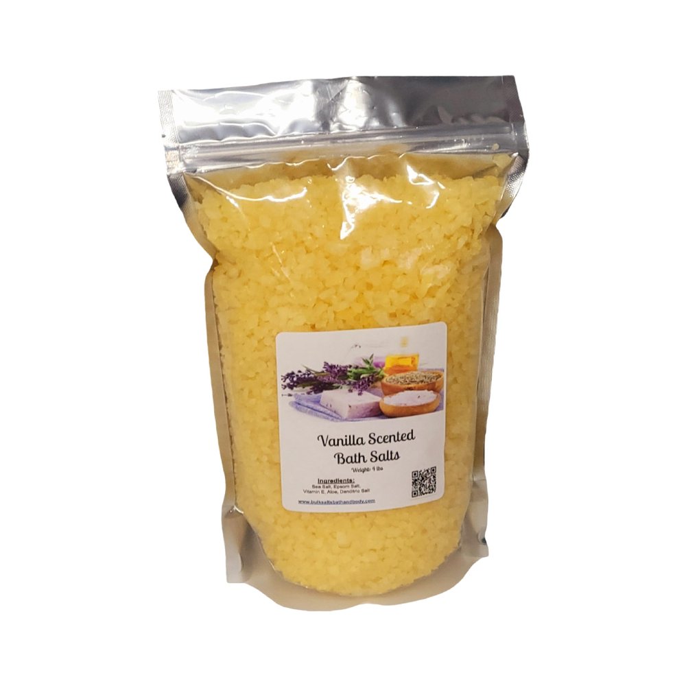 Bath Salts | 4lb Bag (64oz.) | Choose Your Scent | Epsom Salt | Sea Salt| Bathing | Body Care | Beauty | Relaxation | Spa | Pedicure | Manicure | Soak (Vanilla)