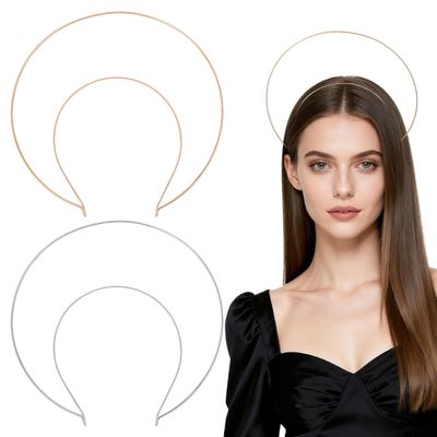 Beavorty Double Headband 2 pack Bridal Crown Hair Accessories for Weddings Parties Photography Festivals and Everyday Wear Alloy Tiara 8.66 X 7.87 X 0.07 in