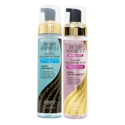 EBIN NEW YORK No Rinse Cleanser  Braid Formula No-Rinse Cleansing Foam 8.5oz Bundle with Dr. Feel Cool No-Rinse Cleansing Foam 8.5oz Scalp Refresh & Braid Care Gift Set (2 Items)