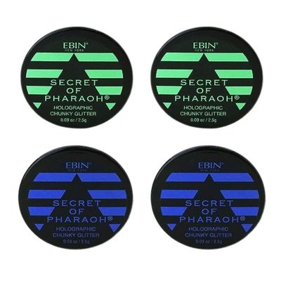 Chunky Glitter  Secret of Pharaoh Holographic Chunky Glitter  Emerald Forest and Aquamarine by EBIN NEW YORK Bundle  Shimmering, Iridescent for Face, Hair, and Body  Gift Set (4 Items)