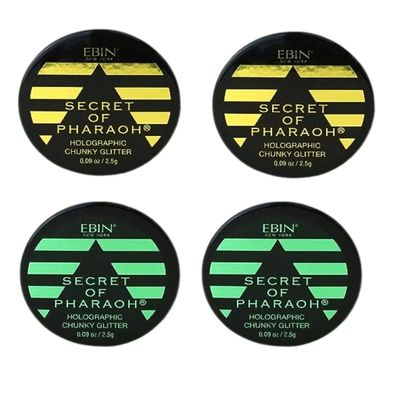 Glitter  Secret of Pharaoh Holographic Chunky Glitter  Gold Empire and Emerald Forest by EBIN NEW YORK Bundle  Shimmering, Iridescent for Face, Hair, and Body  Gift Set (4 Items)