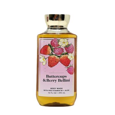 Bath and Body Body Wash with pro Vitamin b5 + Aloe/Shower gel (10 FL OZ / 295 ml, Buttercups & Berry Bellini)