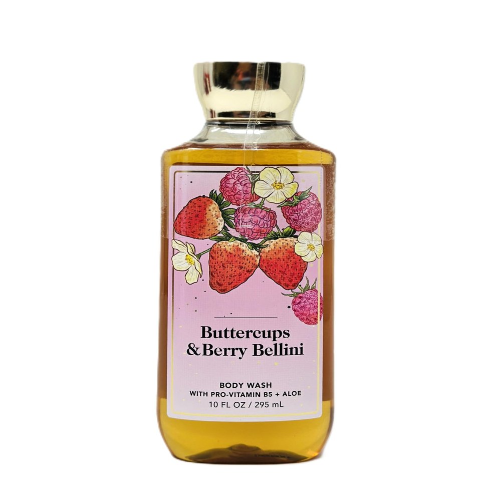 Bath and Body Body Wash with pro Vitamin b5 + Aloe/Shower gel (10 FL OZ / 295 ml, Buttercups & Berry Bellini)