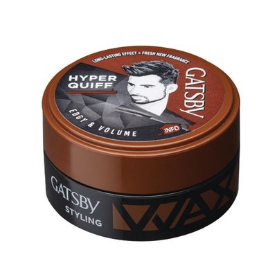Hair Styling Wax for Men, Volumizing Hyper Quiff Style, Non-Sticky Formula, Fresh Scent, Easy Wash Off, 75g