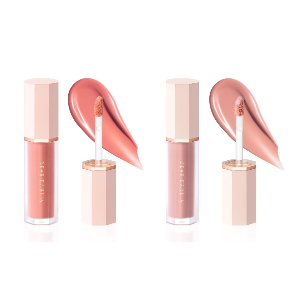 DEARDAHLIA Petal Drop Blush Duo Flesh & Barely (0.14 oz Each) Weightless Buildable Liquid Blush with Skincare-Infused Formula, High-Pigment, Long-Lasting Dewy Finish | Korean Vegan, Cruelty-Free