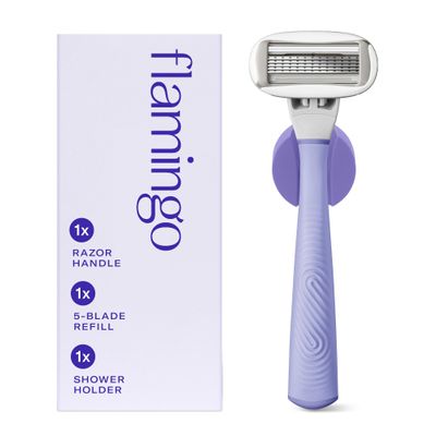 Flamingo Razors for Women, 1 Razor (Lilac) Handle, 1 Razor Blade Refill, and 1 Shower Holder