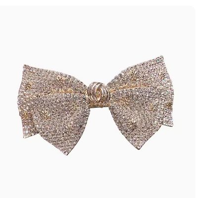 DFWZMQTG Alloy high-end diamond inlaid bow hair clip, shiny rhinestone spring, temperament top
