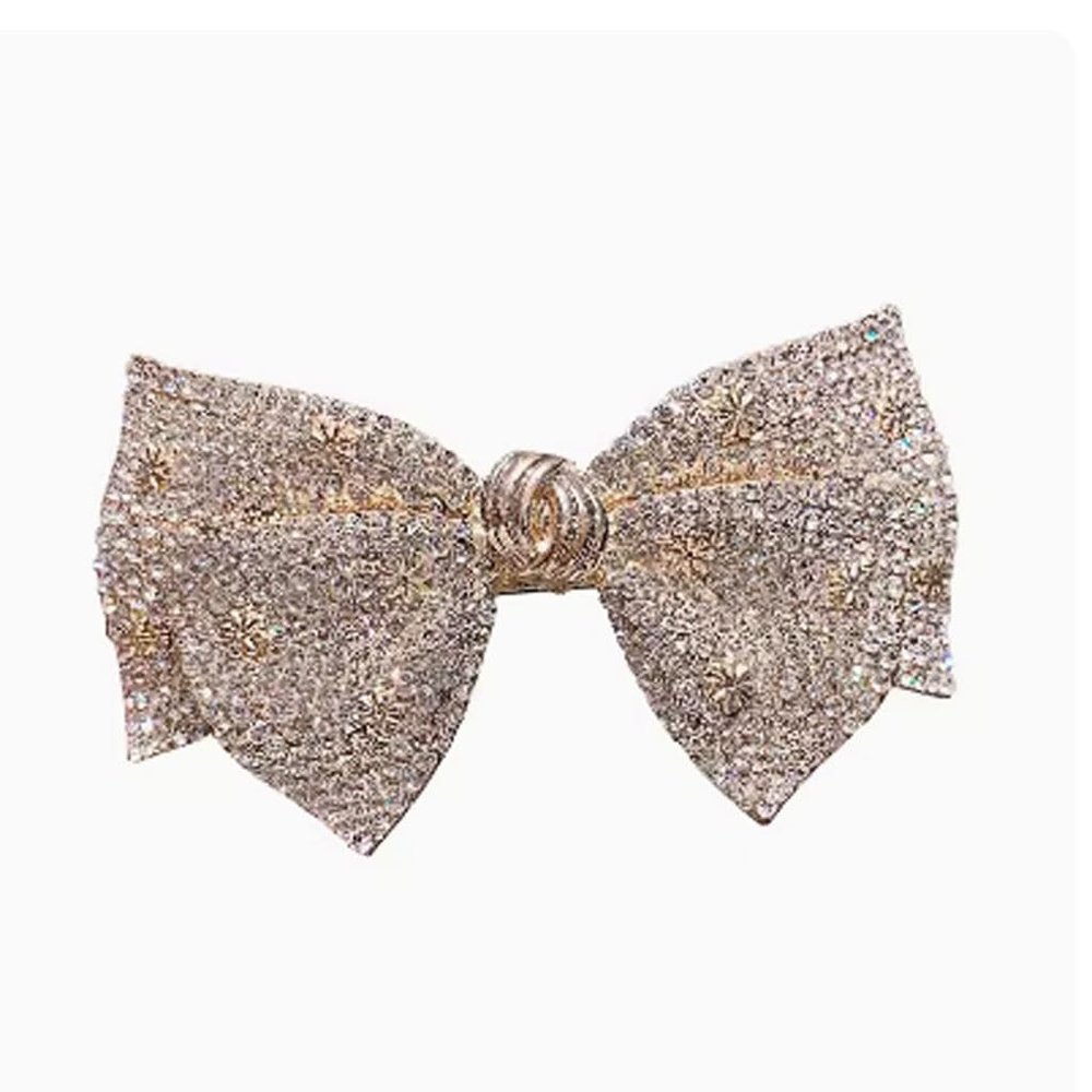 DFWZMQTG Alloy high-end diamond inlaid bow hair clip, shiny rhinestone spring, temperament top
