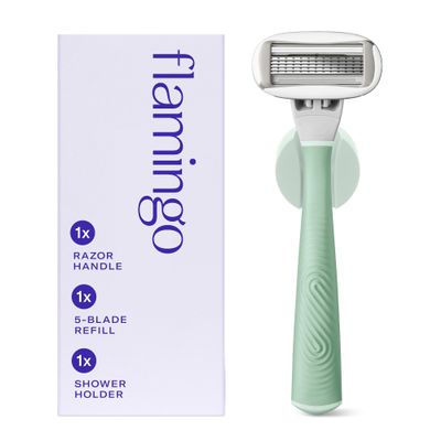Flamingo Razors for Women, 1 Razor (Sage) Handle, 1 Razor Blade Refill, and 1 Shower Holder