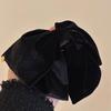 DFWZMQTG Velvet Black Large Bow Hair Clip Women's High Retro Shark Headpiece view 3